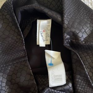 Black Snakeskin Leggings High Waist Faux Leather